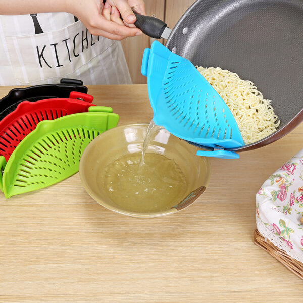 Silicone Clip-on Pot Pan Bowl Funnel Oil Strainer Creative Rice Washing Colander for Draining Liquid Fits All Pot Size - Image 5