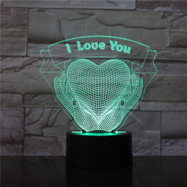 Valentines Day Gift Hands Holding Love 3D Night Light - Image 2