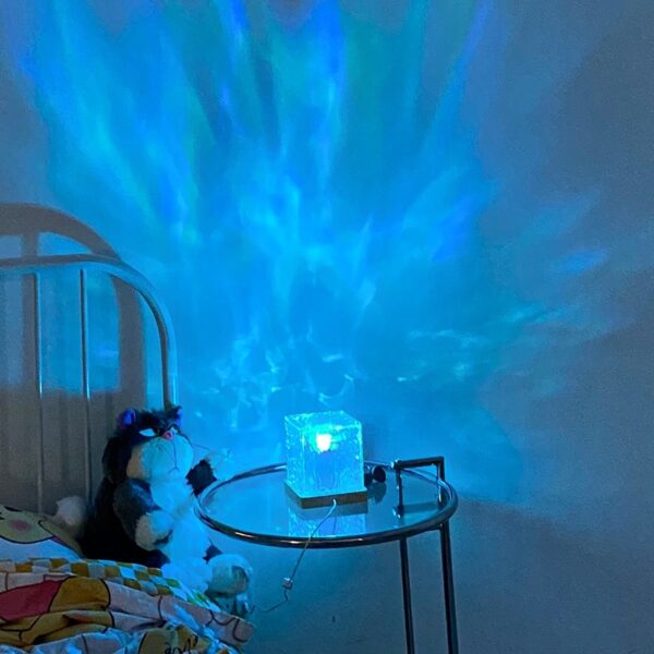 LED Water Ripple Ambient Night Light USB Rotating Projection Crystal Table Lamp RGB Dimmable Home Decoration 16 Color Gifts - Image 5