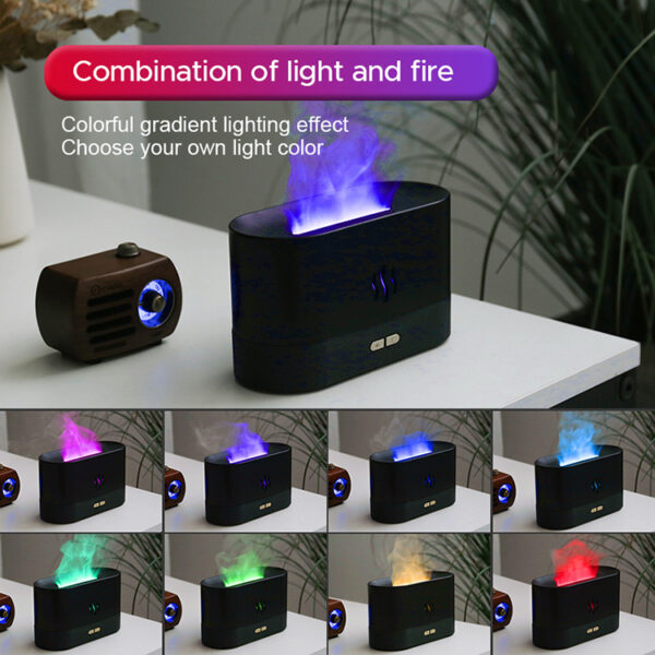 2022 Best Selling USB Ultrasonic Flame Humidifier Led RGB Colorful Essential Oil Fire Flame Aroma Diffuser - Image 2