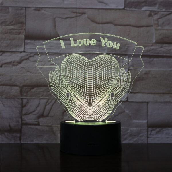 Valentines Day Gift Hands Holding Love 3D Night Light - Image 4