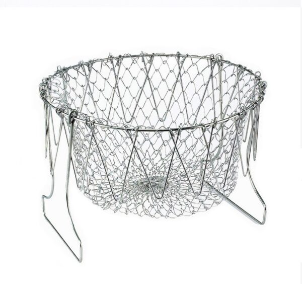 Deep Fry Basket Stainless Steel Multi-function Foldable Chef Cooking Basket Flexible Kitchen Tool for Fried Food Washing Fruits Vegetables - Image 6