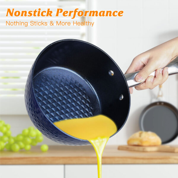 Frying Pan Sets Non Stick 3Pieces Blue 3D Diamond Cookware - Image 3