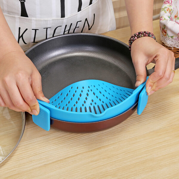 Silicone Clip-on Pot Pan Bowl Funnel Oil Strainer Creative Rice Washing Colander for Draining Liquid Fits All Pot Size - Image 6