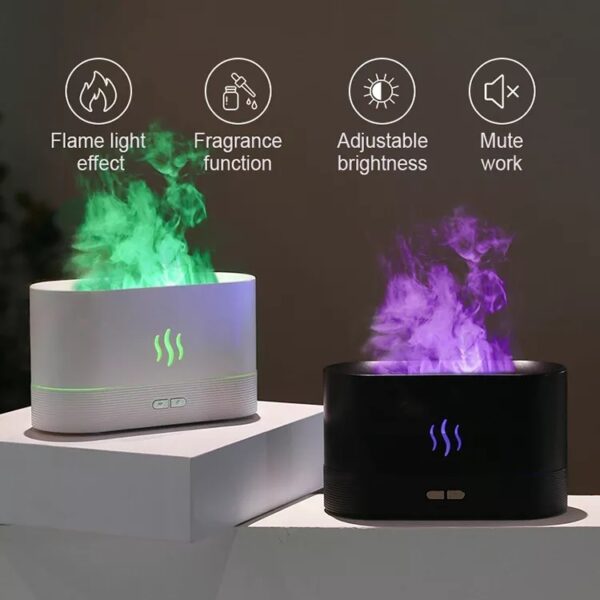 2022 Best Selling USB Ultrasonic Flame Humidifier Led RGB Colorful Essential Oil Fire Flame Aroma Diffuser - Image 3