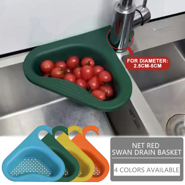 Household Sink Hanging Fruit And Vegetable Filter Water Drain Basket Kitchen Dry And Wet Separation Swan Drain Basket - Image 4